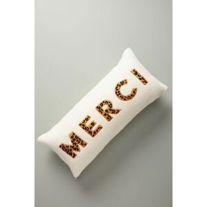 New Anthropologie Embroidered Merci Pillow 12”x 21”